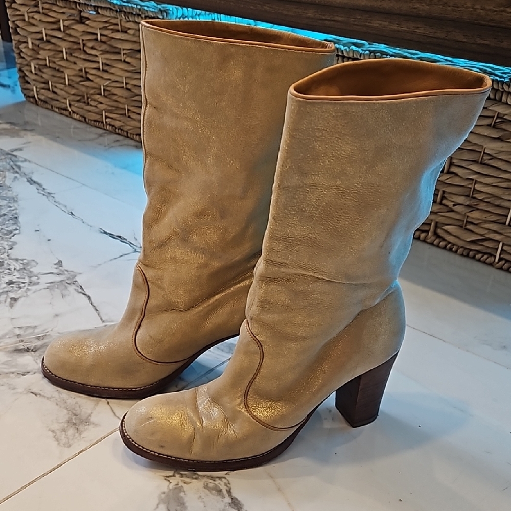 Kenneth Cole Gold Leather Boots